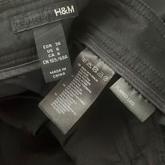 H&M Flared Leg Dress Pants Black Sateen sz 6 - Picture 9 of 10